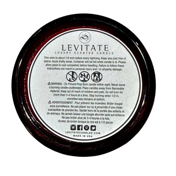 LEVITATE English Rose Luxury Scented Candle Soy Blend *Partially Burned / Used - Picture 7 of 8